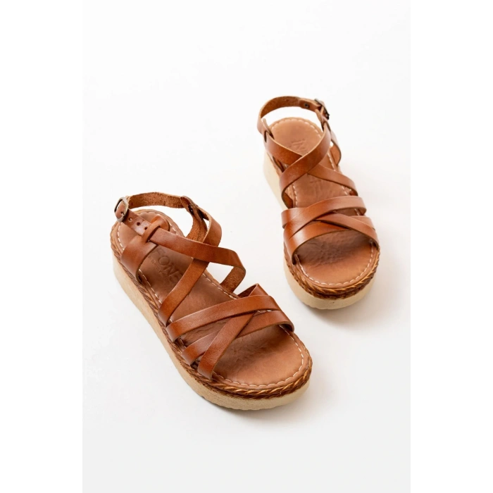 730-153 Taba Ortopedik Hakiki Deri Dolgu Kadın Sandalet