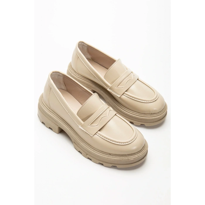 746-759 Bej Yanki Yüksek Tabanlı Loafer Ayakkabı