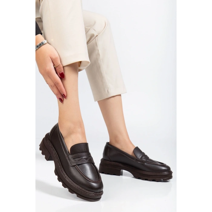 746-759 Kahve Günlük Yüksek Tabanlı Loafer Ayakkabı