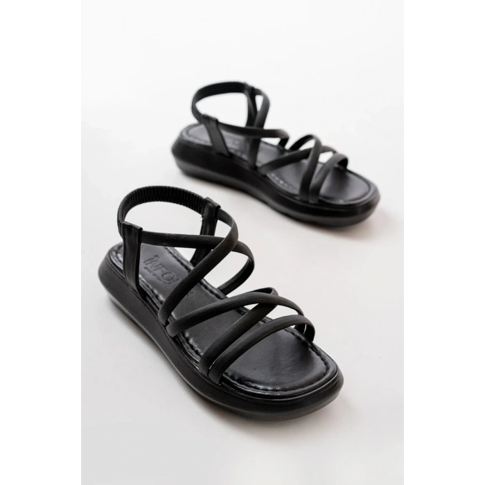 841-841 Siyah Lastikli Günlük Kadın Sandalet