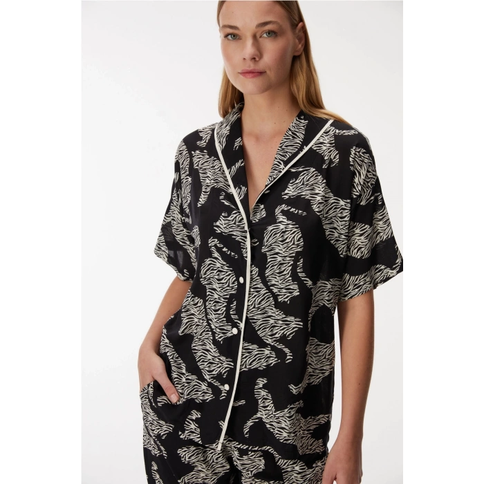 Anıl 11389 Bayan Kısa Kol Gömlek ve Pantolon Takım