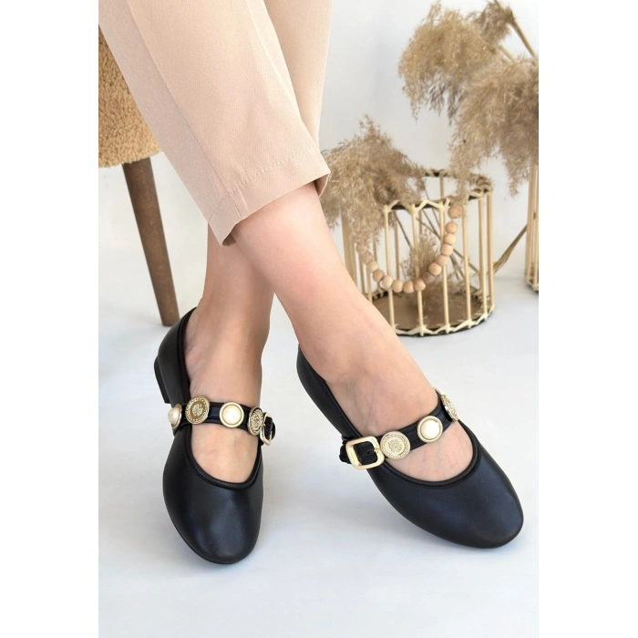 Atnis Siyah Cilt Babet Ayakkabı