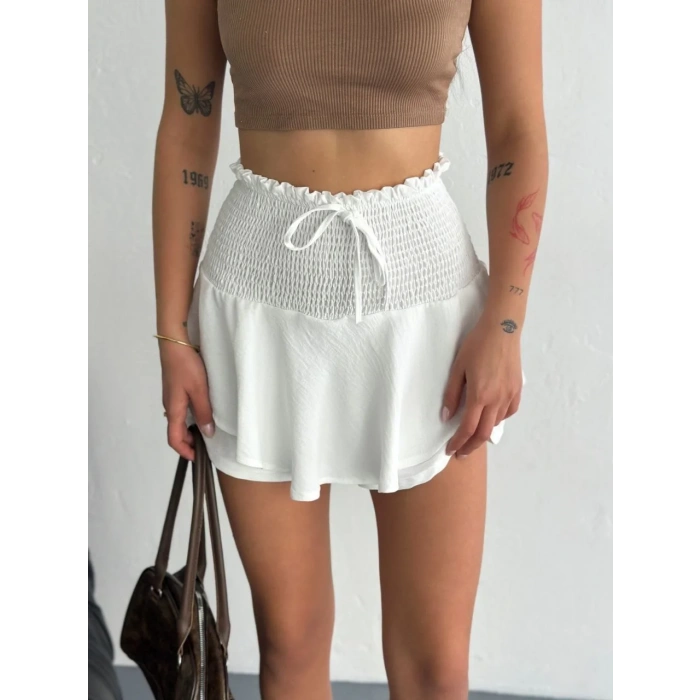 Ayrobin Şortlu Etek - Beyaz