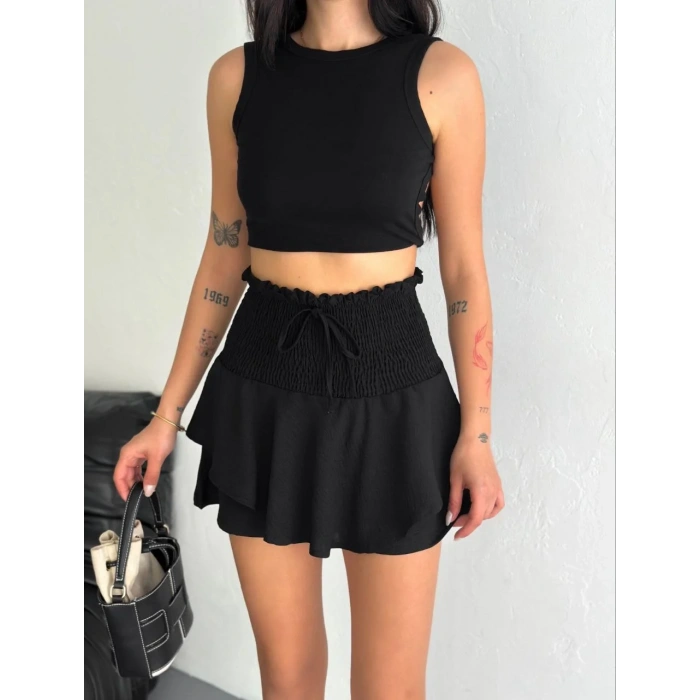 Ayrobin Şortlu Etek - Siyah