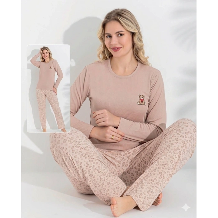 Boyraz 0214 Kadın Raporlu Uzun Kol Pijama Takımı