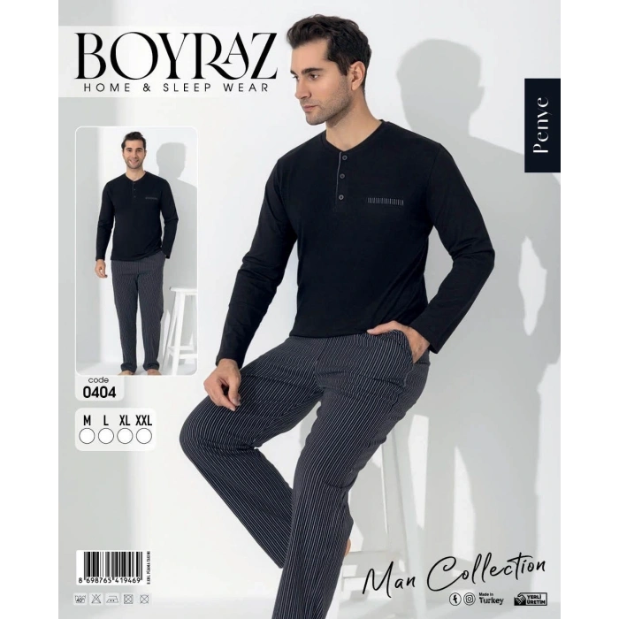 Boyraz 0404 Erkek Uzun Kol Pijama Takımı