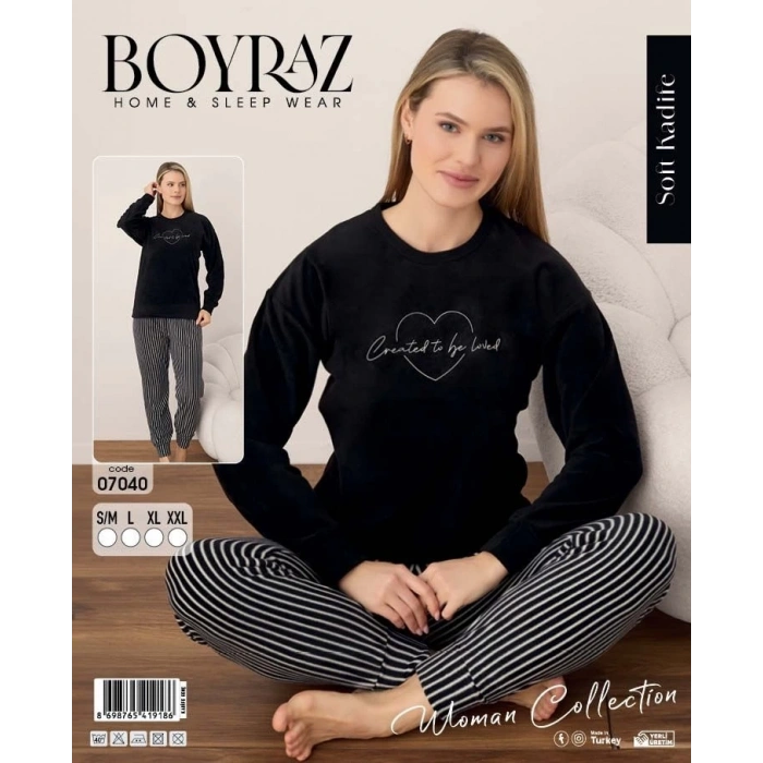 Boyraz 07040 Bayan Soft Kadife Pijama Takımı