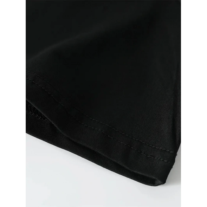 Büyük Beden Erkek Whatever Baskılı Tişört, Oversize Erkekler İçin Yaz Modası Kısa Kollu Tişörtler - Siyah