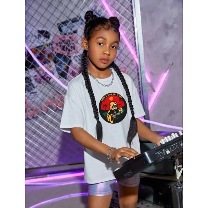 Çocuk Unisex Baskılı T-Shirt - Beyaz