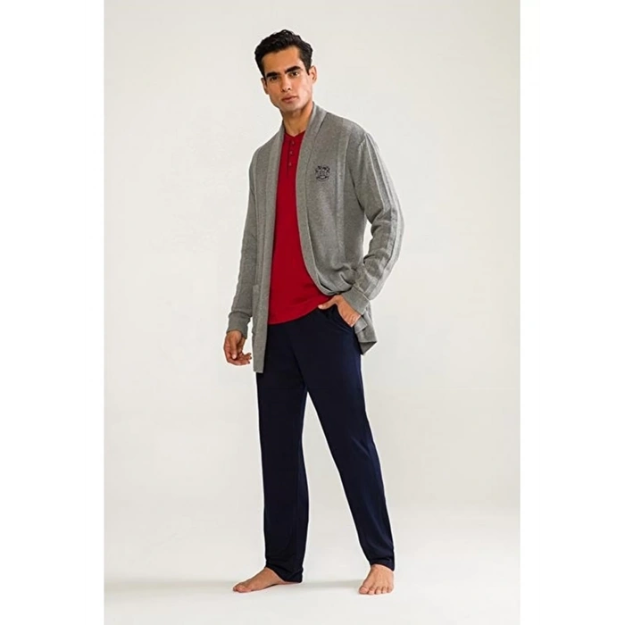 DS Damat 03004 5li Triko Robdöşambr Damat Pijama Seti