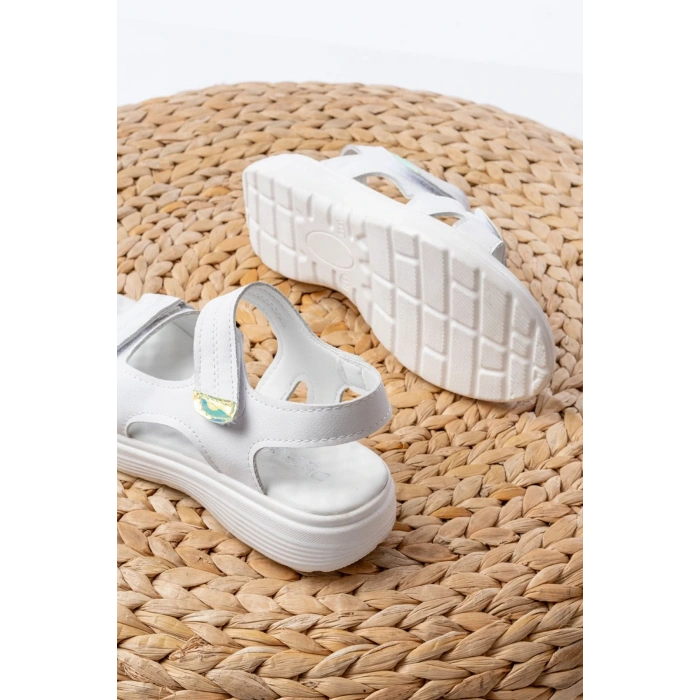 DM-363  Beyaz Baret Cırtlı Dikişli Günlük Kadın Sandalet