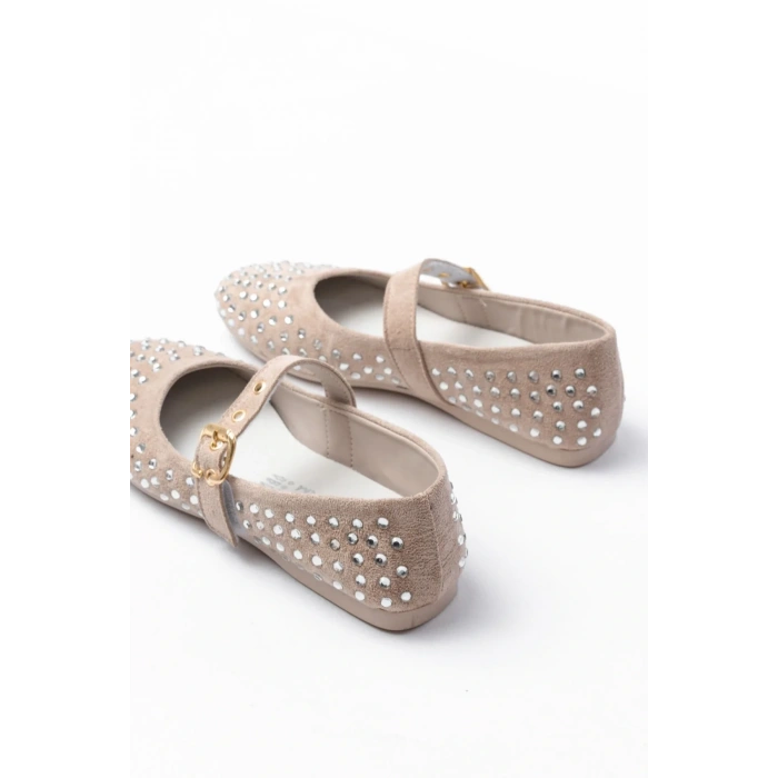 DM-6020 Bej Troklu Baret Tokalı Günlük Kadın Babet