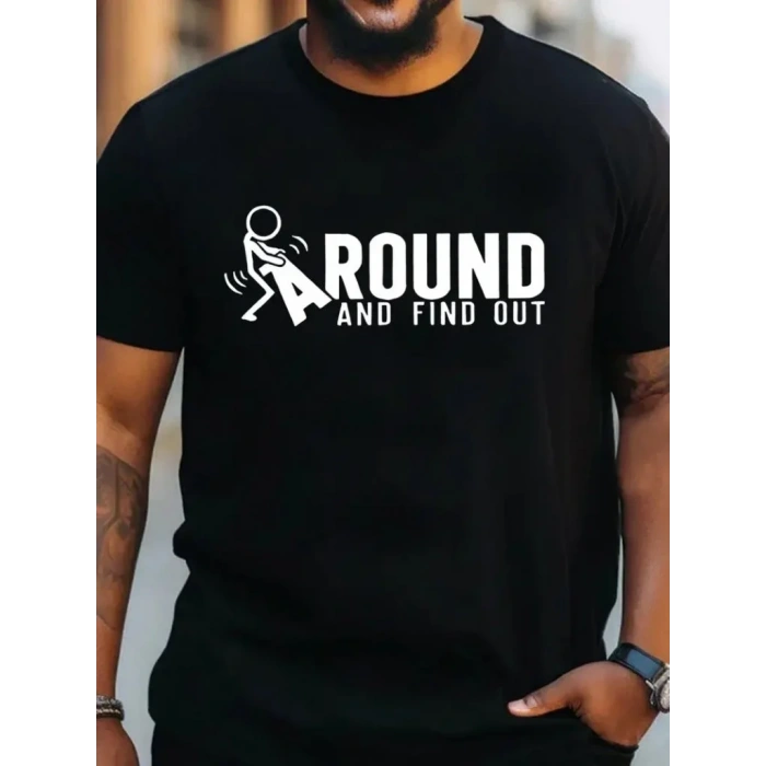 Erkek Around Baskılı Süprem T-shirt