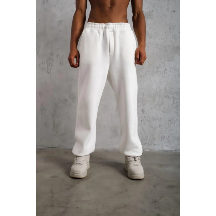 Erkek Baggy Alt Eşofman - Beyaz