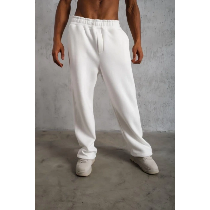 Erkek Baggy Alt Eşofman - Beyaz