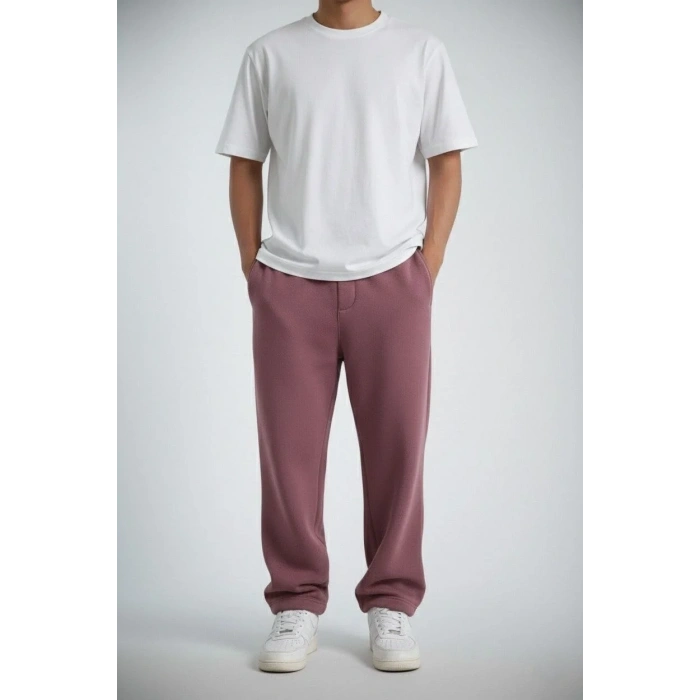 Erkek Baggy Alt Eşofman - Gül Kurusu