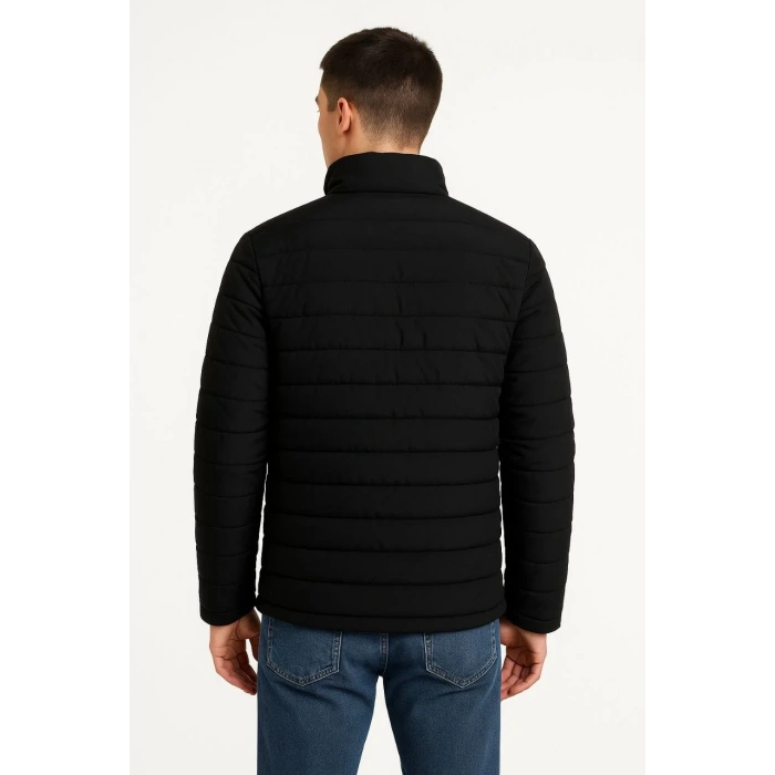 Erkek Bomber Mont Ceket – Su İtici Kumaş, Kapitone Astarlı, Fermuarlı, Kışlık - Siyah