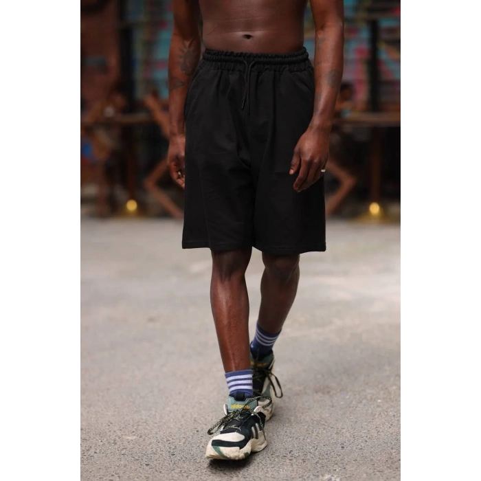 Erkek İki İplik Cepli Şort - Siyah