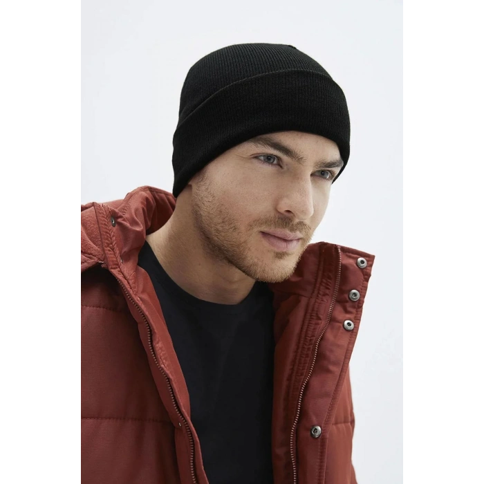 Erkek Katlamalı Basic Bere - Siyah