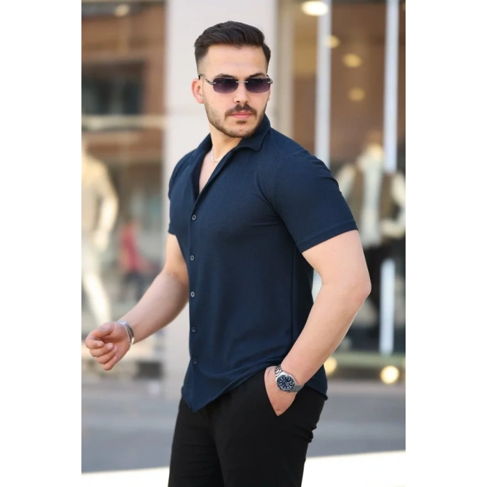 Erkek Kısa Kollu örme Kumaş Pamuklu Gömlek