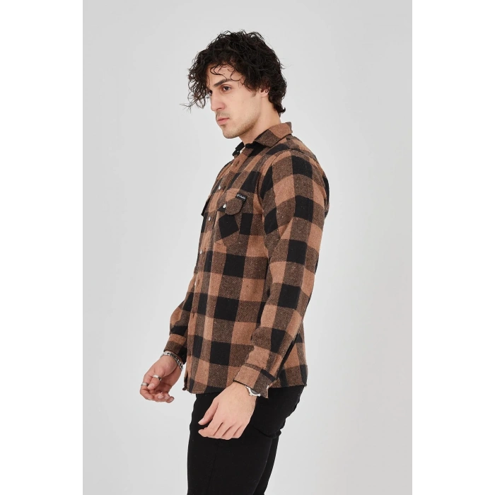 Erkek Oduncu Gömlek - Kahverengi