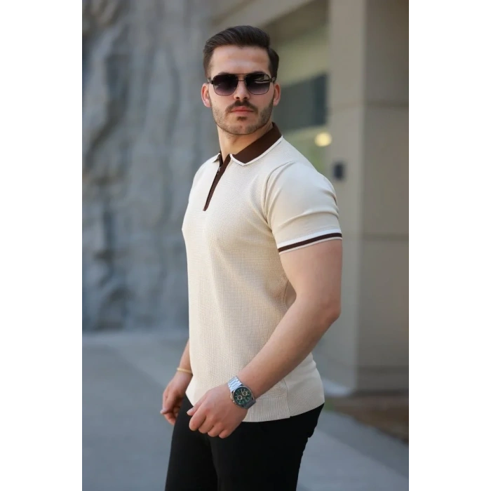 Erkek Renkli Yaka Kısa Kollu Tişört