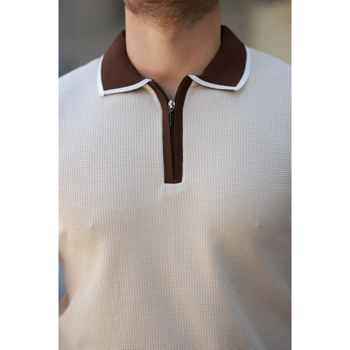 Erkek Renkli Yaka Kısa Kollu Tişört