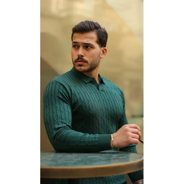 Erkek Saç örgü Desen Uzun Kollu Triko