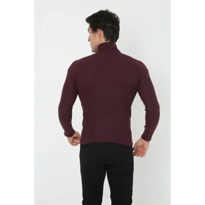 Erkek Tam Boğazlı Fitilli Likrali Koşkorse Badi - Bordo