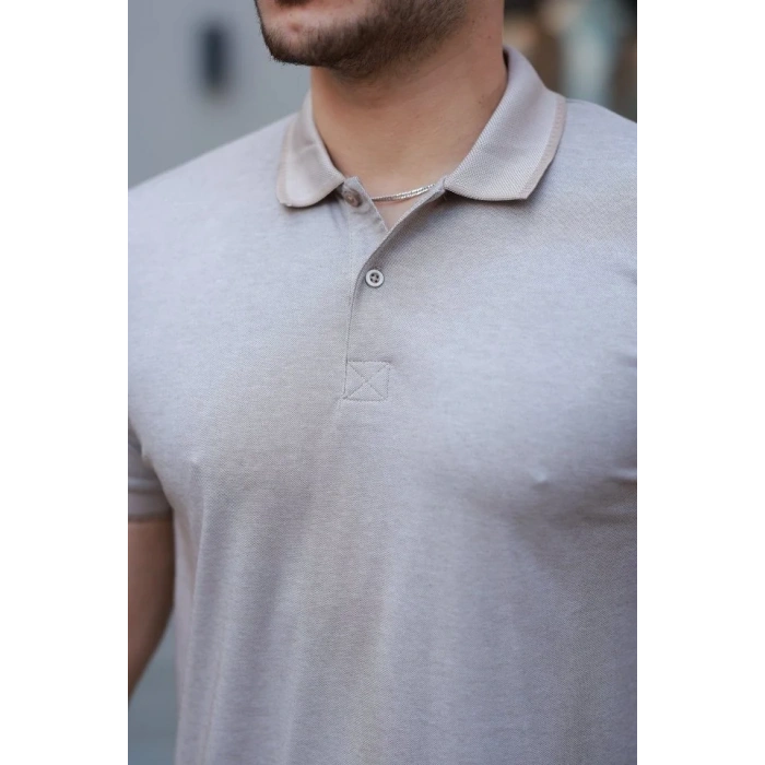 Erkek Yakalı Kagi Kumaş Kısa Kollu T-shirt