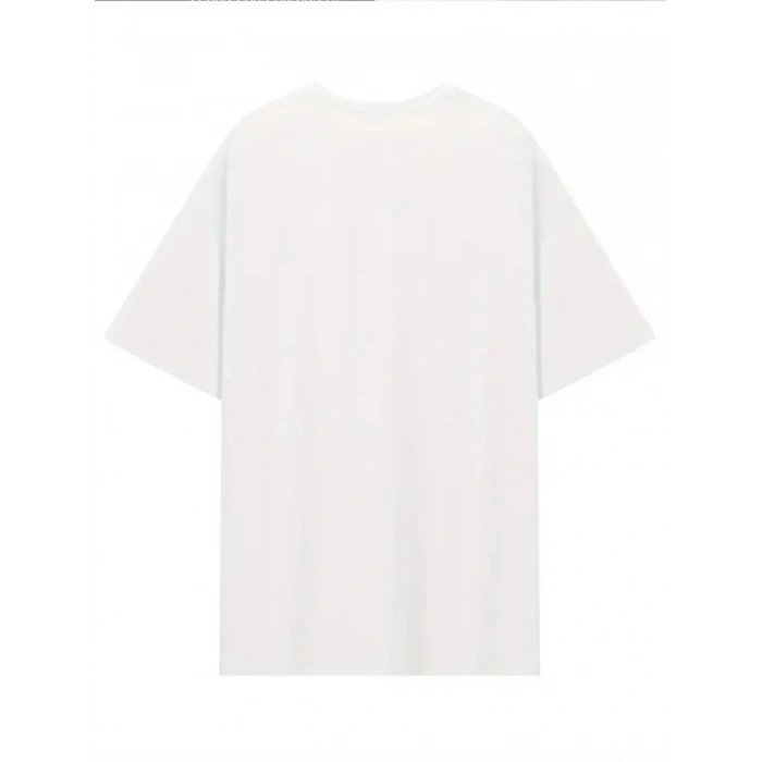 [Günlük T-Shirt] Hafif Kadın Günlük T-Shirt | Bol Kesim, Kısa Kollu, Yuvarlak Yaka, Eğlenceli Karikatür Ayı ve Umrumda Değil Baskı - Günlük Stil, İlkbahar/Yaz- Beyaz