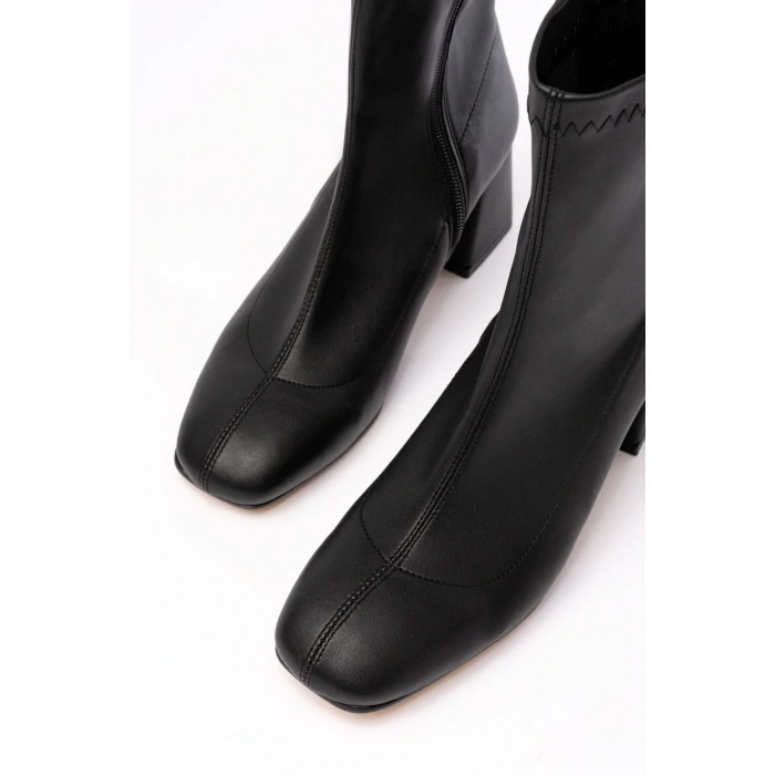 HC-2700 Siyah Streç Topuklu Fermuarlı Günlük Kadın Bot