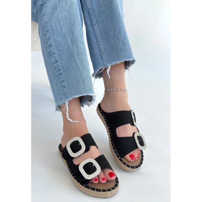 Hertas Siyah Nubuk Tokalı Terlik