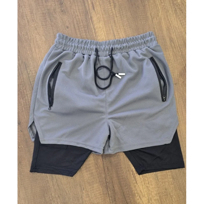 İç Cepli Sporcu Alt Taytlı Şort - GRİ