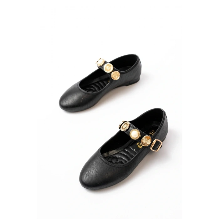 İNF-6363 Siyah Baret Tokalı Günlük Bayan Ayakkabı