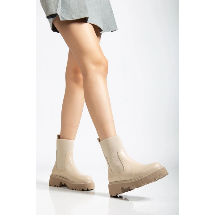 K-815 Bej Lastikli Yüksek Tabanlı Günlük Kadın Bot