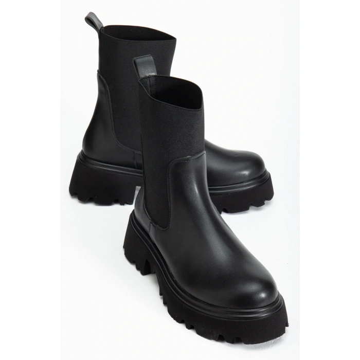 K-815 Siyah Lastikli Yüksek Tabanlı Günlük Kadın Bot