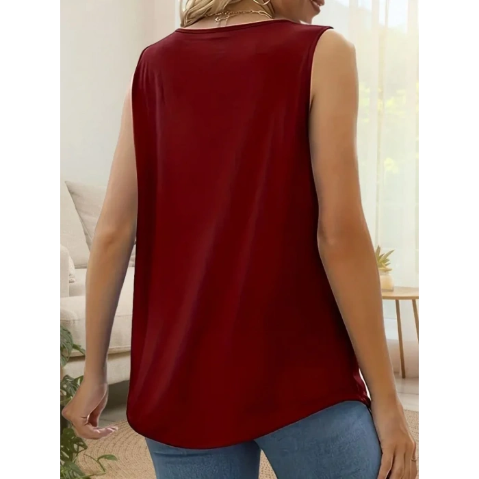 Kadın Askılı Yuvarlak Yaka Dantel Detaylı Viskon Bluz