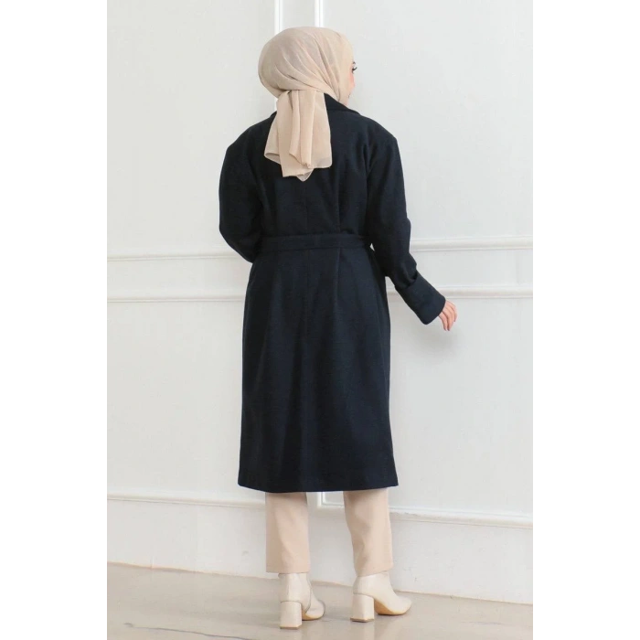 Kadın Düğmeli İçi Astarlı Kaşmir Kaşe Kaban - Laci