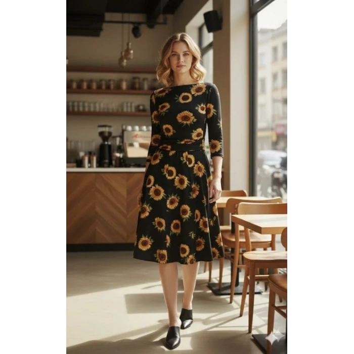 Kadın Fakir Kol Bisiklet Yaka Midi Mikro Elbise