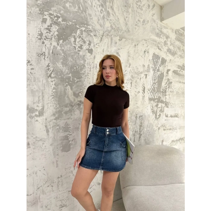 Kadın Kısa kol Badi bluz - Siyah