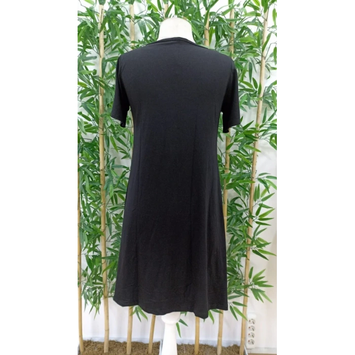 Kadın Kısa Kollu V Yaka önü Düğmeli Viskon Elbise