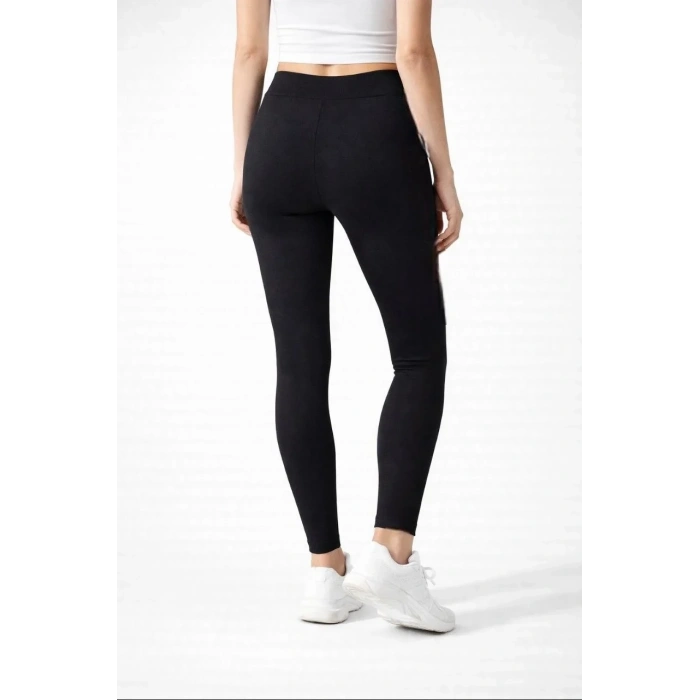 Kadın Likralı Düz Tayt - Siyah