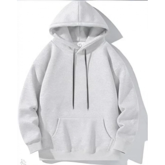 Kadın Uzun Kol Kapşonlu Basic Sweatshirt hoodie - Gri