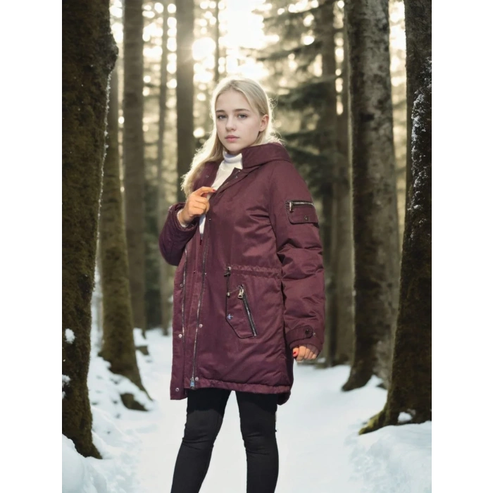 Kadın Uzun Kollu Hakiki Deri Ceket - Bordo