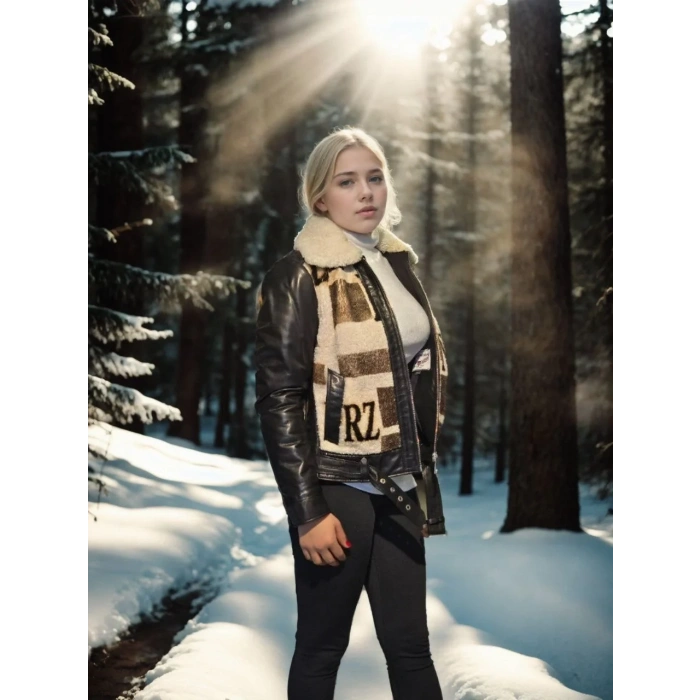 Kadın Uzun Kollu Hakiki Deri Kürk - Siyah