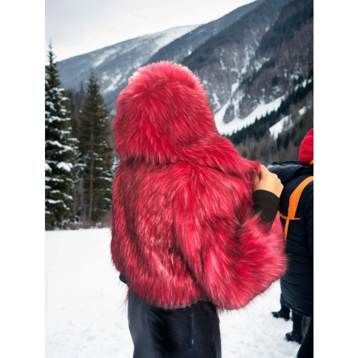 Kadın Uzun Kollu Kürk - Bordo