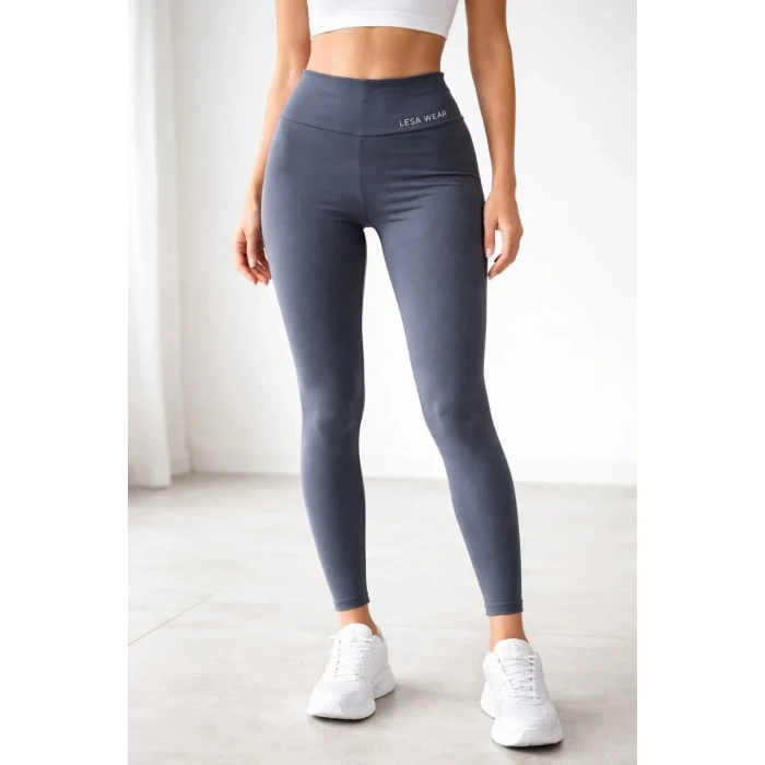 Kadın Yüksek Bel Toparlayıcı Likralı dalgıç Spor Tayt Esnek Rahat Kalıp - Füme