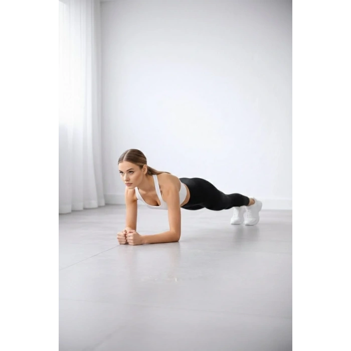 Kadın Yüksek Bel Toparlayıcı Likralı Düz Sporcu Tayt - Siyah