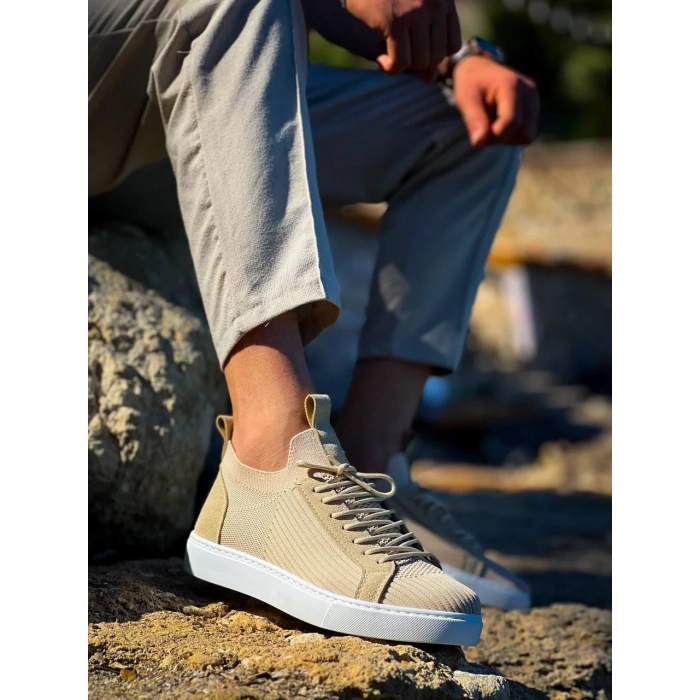 KB-112   Kuback Bej Triko Bağcıklı  Günlük Erkek  Ayakkabı